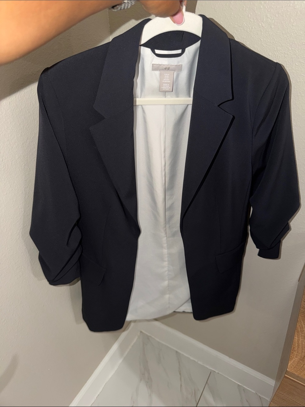 H&M Women's Navy Blazer with Notched Lapel